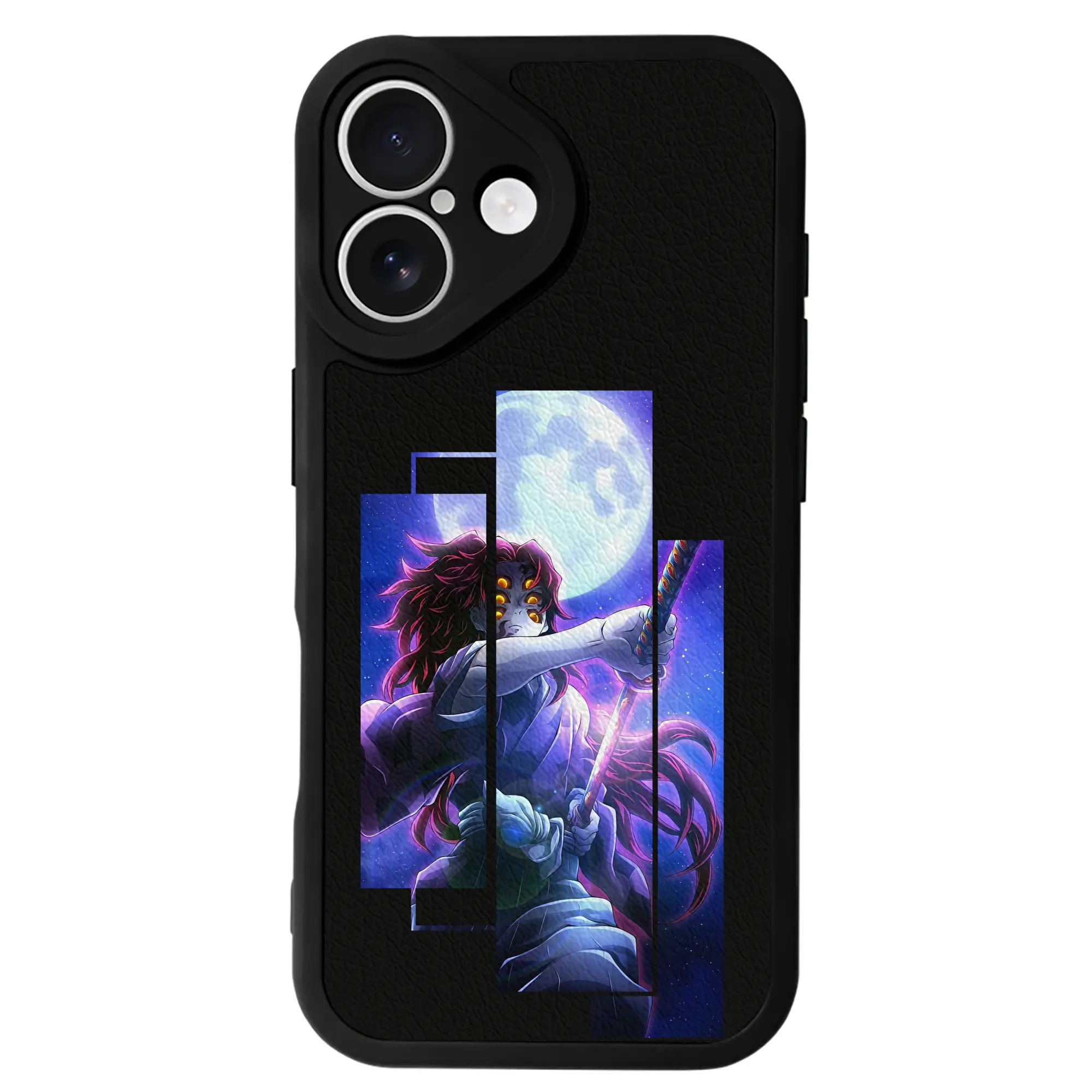 鬼滅の刃 グッズ,黒死牟 - IPhone 16シリーズ対応 ・ シリコンスマホケース ・ レザー調 ・ 高精度フィット ・ 耐衝撃 ・ ワイヤレス充電対応 ・ 精密カット